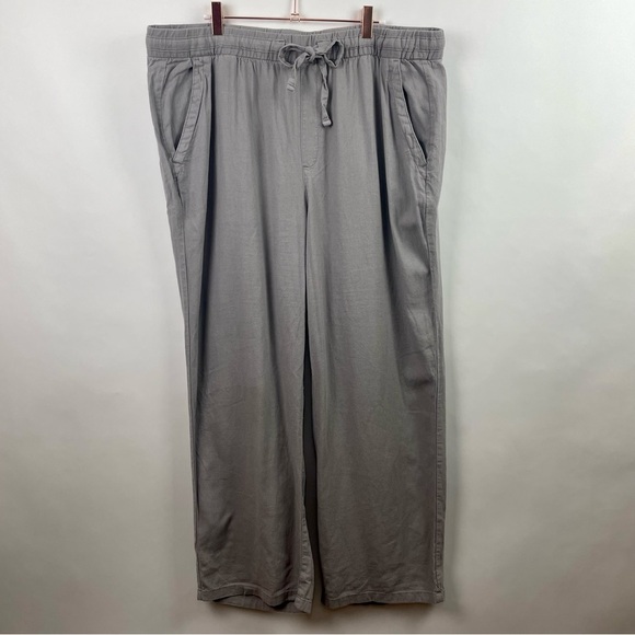 Old Navy Wide Leg Linen Blend Pants Pull On Basalt Color Neutral Minimalist XL - Picture 1 of 14